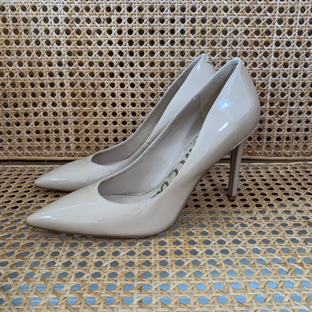New Sam Edelman Hazel Nude Patent Leather Pumps Heels 8N